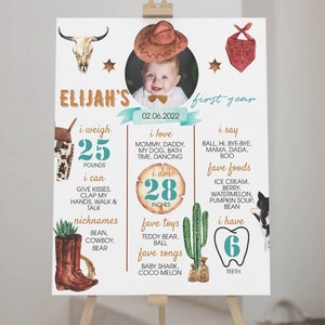 EDITABLE My First Rodeo Milestone Sign, Cowboy Birthday Photo Milestone Poster, Wild Western Birthday Milestone Board, Printable. R007