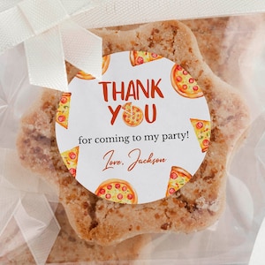 Etichetta di ringraziamento per festa di compleanno con pizza MODIFICABILE, etichetta bomboniera per festa con pizza, etichetta regalo per festa con pizza, etichetta di ringraziamento per compleanno. P013