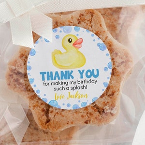 EDITABLE Rubber Duck Birthday Thank You Tag, Yellow Duck Birthday Favor Label, Party Favor Tag, 1st Birthday Printable Template. D008