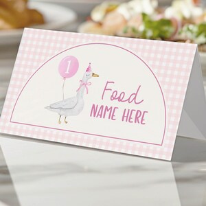 EDITABLE One Silly Goose Party Food Tent Card, Silly Goose Birthday Food Name Card, Girl Birthday Decorations, Printable Template. G006