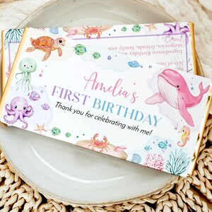EDITABLE Under The Sea Birthday Chocolate Wrapper, Ocean Birthday Party Candy Bar Wrapper, Ocean Party Favors, Printable Template