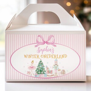 EDITABLE Winter Onederland Birthday Gift Box Label, Girl 1st Birthday Gable Label, Nutcracker Party Favor Label, Printable