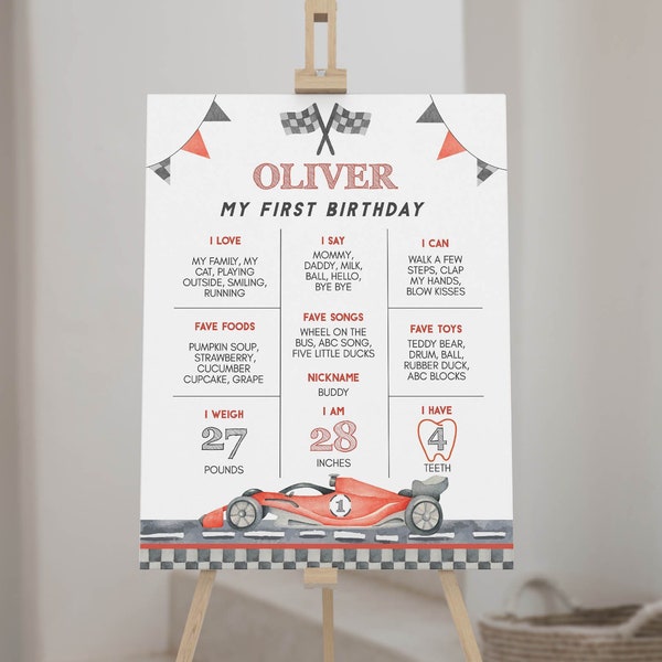 EDITABLE Race Car Birthday Milestone Poster, Race Car 1st Birthday Milestone Sign, Fast One Birthday Chalkboard, Instant Download. R012