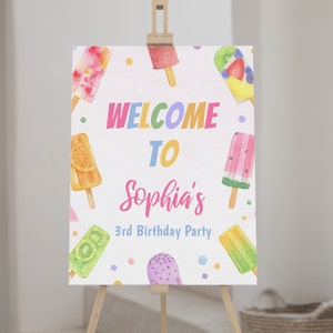 EDITABLE Popsicle Birthday Party Welcome Sign, Popsicle Birthday Sign, Summer Birthday Party Sign, Girl Birthday Party, Printable. P008