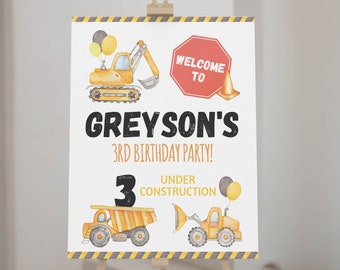 EDITABLE Construction Welcome Sign, Construction Party Sign, Dump Truck Birthday, Construction Birthday Party Decor, Printable Template C003