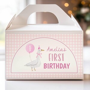 EDITABLE One Silly Goose Gable Gift Box Label, Silly Goose Birthday Party Favors, Girl 1st Birthday Decorations, Printable