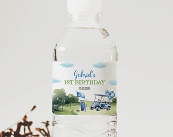 EDITABLE Golf Birthday Water Bottle Labels, Hole In One Birthday Labels, Golf Theme Party Water Bottle Wrapper, Printable Template. G004