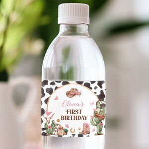 First Rodeo Birthday Water Bottle Label, Wild West Party Bottle Label, Western Birthday Decor, Cowgirl Birthday, Printable Template. C011