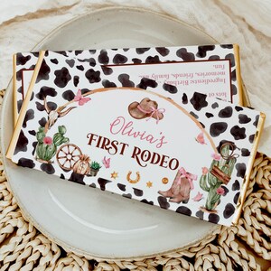 EDITABLE Cowgirl Birthday Party Chocolate Wrapper, Wild West 1st Birthday Candy Bar Wrapper, First Rodeo Party Favors, Printable C011