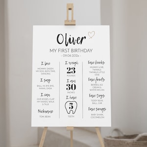 MODÈLE MODIFIABLE Modèle minimal de panneau d'étape de premier anniversaire, affiche moderne d'étape importante du 1er anniversaire, signe d'étape de bébé, téléchargement immédiat. #M004