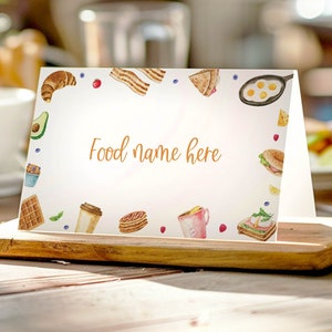 Carte de tente d'anniversaire brunch MODifiable, marque-places de décoration d'anniversaire brunch et petit déjeuner, décoration de fête d'anniversaire brunch, imprimable. B020