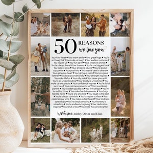dad photo collage, custom birthday gift, 50th birthday sign, 50th birthday gifts, 50th birthday decor, 50th birthday poster, mom 50th birthday, personalized print.