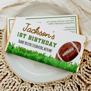 EDITABLE Football Birthday Party Chocolate Wrapper, Sports 1st Birthday Candy Bar Wrapper, Football Party Favors, Printable Template F009