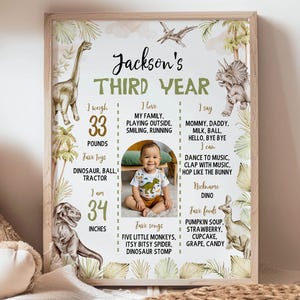 Dinosaur Birthday Milestone Photo Sign, Any Age Dinosaur Birthday Milestone Poster, Dino Birthday Board, Printable Template. D018