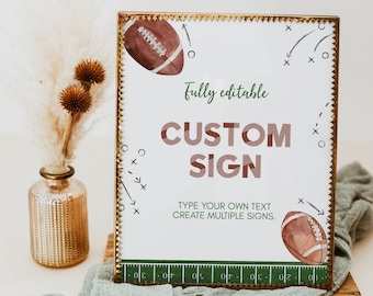 EDITABLE Football Birthday Custom Sign, Sports Birthday Party Table Sign, Boy 1st Birthday Decor, Printable Template. F016