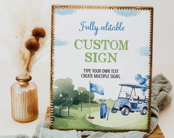 EDITABLE Golf Birthday Party Sign, Golf Custom Sign, Hole In One Birthday Decor, Golf Party Decor, Golf Par-tee Sign, Instant Download. G004