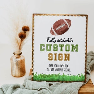 EDITABLE Football Birthday Custom Sign, Sports Birthday Party Table Sign, Boy 1st Birthday Decor, Printable Template. F009