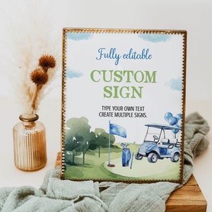 EDITABLE Golf Birthday Party Sign, Golf Custom Sign, Hole In One Birthday Decor, Golf Party Decor, Golf Par-tee Sign, Instant Download. G004