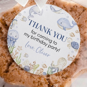 EDITABLE Under The Sea Birthday Thank You Tags, Cute Ocean Birthday Favor Label, Ocean Animals Favor Tags, Under The Sea Party Tags