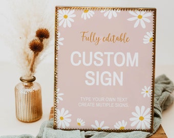 EDITABLE Daisy Birthday Party Sign, Daisy Custom Sign, Daisy Birthday Decor, Girl 1st Birthday Decor, Customizable Printable Template D003