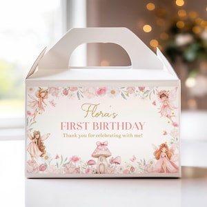 EDITABLE Fairy Party Favor Box Label, Fairy First Birthday Gable Box Template, Fairy Party Gift Box Labels, Printable Template. F021