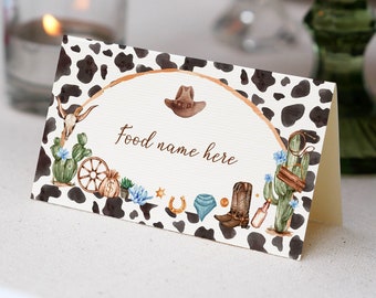 EDITABLE My First Rodeo Birthday Food Label, Wild West Party Food Tent Card, Cowboy 1st Birthday Food Name Card, Instant Download. C011