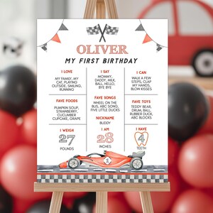 EDITABLE Race Car Birthday Milestone Poster, Race Car 1st Birthday Milestone Sign, Fast One Birthday Chalkboard, Instant Download. R012