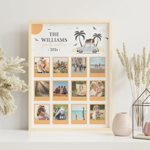 Family Trip Photo Collage, Holiday Photo Print, Polaroid Photo Frame, Travel Photo Collage, Vacation Photo Gift, Customizable Template. FA04