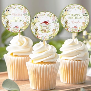 Editable Fairy Birthday Cupcake Topper, Fairy Princess Cupcake Toppers, Girl Birthday Party Decorations, Instant Download. F024