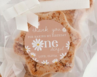 EDITABLE Daisy Birthday Party Thank You Tag, Daisy 1st Birthday Favor Label, Flower Gift Tag, Groovy Party Decor, Printable Template. #D003