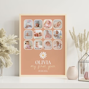 Personalized 12 Month Photo Collage - 16x20 Modern Frames