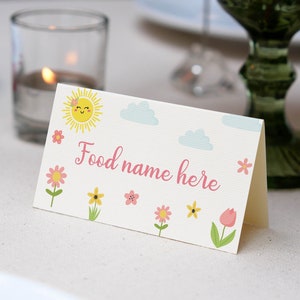 Cartão de aniversário EDITÁVEL com barraca de comida Sunshine, cartão de nome Little Sunshine Food, decoração para festa First Trip Around the Sun, download instantâneo. #S006