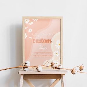 EDITIERBARE Daisy Geburtstagsparty Zeichen, Daisy Custom Zeichen, Daisy Geburtstagsdekor, Boho 1. Geburtstag Dekor, Groovy Party, Instant Download. D003