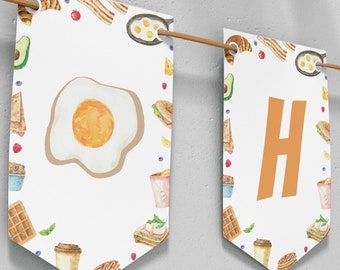Editable Brunch Birthday Banner, Brunch Birthday Party Decor Banner, Breakfast Birthday Decoration, Printable Birthday Template. B020