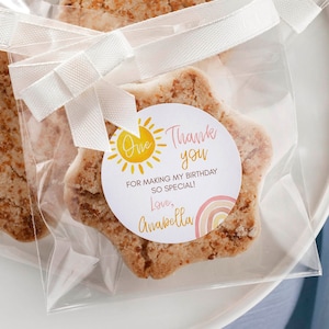 EDITABLE Sunshine 1st Birthday Thank You Tag, Boho Rainbow First Birthday Favor Label, First Trip Around the Sun Favor Instant Download R004