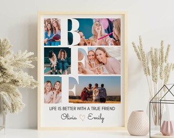 Editable Friend Photo Collage, Best Friend Birthday Gift, Friendship's Day Gift, BFF Photo Picture, Customizable Printable Template. #BF04