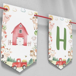 Editable Farm Birthday Banner, Farm Party Animals Birthday Decor, Barnyard Birthday Decorations, Instant Download Printable