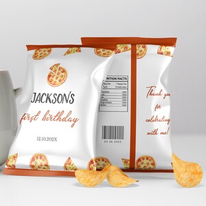 EDITABLE Pizza Birthday Chip Bags, Pizza Party First Birthday Snack Bags, Pizza Theme Birthday Party Favors, Printable Template. P013