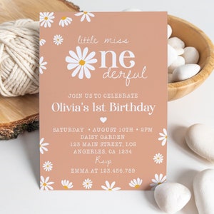 Editable Daisy Birthday Party Invitation, Daisy First Birthday Invitation, Boho Floral Garden Invite, Groovy Party, Instant Download. D003