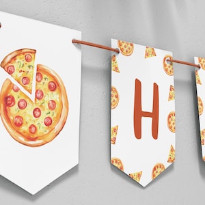 Editable Pizza Birthday Banner, Pizza Party Happy Birthday Banner, Pizza Birthday Party Decoration, Printable Template. P013