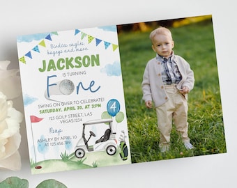 Editable Golf Birthday Invitation, Fourth Birthday Invitation, Golf Fore Birthday Party Invitation, Boy Golf Invite, Instant Download. G001