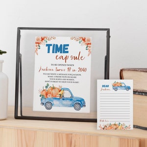 EDITABLE Our Little Pumpkin is Turning One Time Capsule Template, Pumpkin 1st Birthday Time Capsule & Cards Keepsake, Instant Download P004