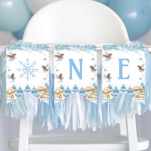 Winter Fairy Wonderland High Chair Banner | Editable Fairy Birthday Decoration | Winter Onederland Party Printable