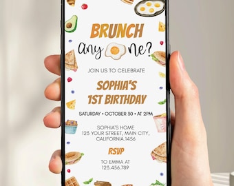 EDITABLE Brunch Birthday Invitation, Brunch Anyone Birthday Invite, Kids Brunch Party 1st Birthday Evite, Electronic Invitation. B020