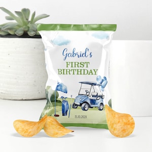 EDITABLE Golf Birthday Party Chip Bag, Golfing Birthday Treat Bag, Hole In One Party Favor, Printable Template, Instant Download. G004
