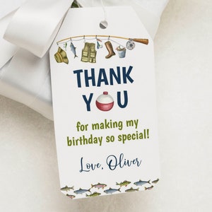 EDITIERBAR The Big One Favor Tags, Angeln Geburtstag Dankeschön Tag, Boy 1st Birthday Party Dekoration, printable Vorlage F017