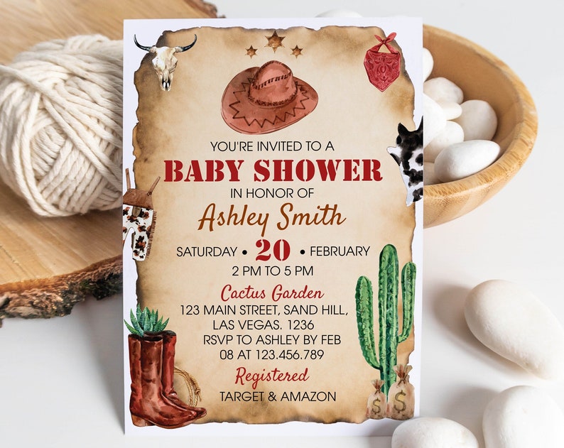 Editable Wild West Baby Shower Invitation Cowboy Baby Shower Invitation Western Country Baby Shower Invite Printable Template