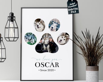 Editable Dog Photo Collage, Dog Photo Gift, Dog Photo Frame, Pet Photo Collage, Pet Lover Gift, Pet Memorial Poster, Customizable Template.