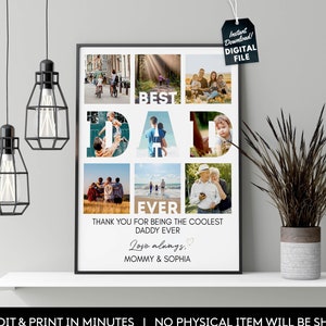 Editable Dad Photo Collage, Dad Photo Print, Special Gift For Dad, Best Dad Ever, Father's Day Gift, Customizable Printable Template. FD02