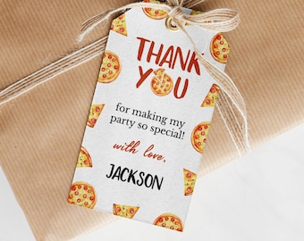 EDITABLE Pizza Birthday Thank You Tags, Pizza Birthday Favor Tags, Pizza Party Birthday Favors, Printable Template. P013